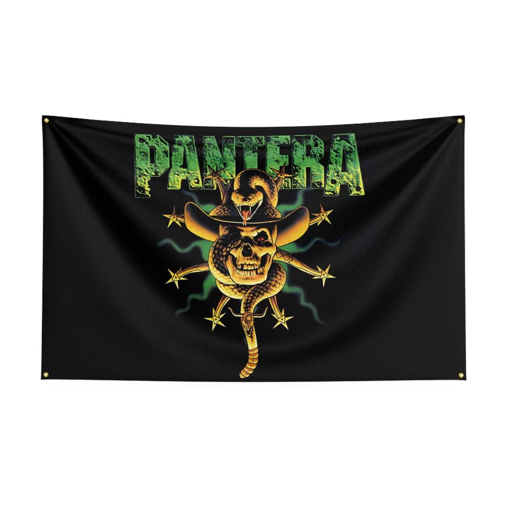 Ppanteras Flag Rock Music Band Banner 3x5ft With Brass Grommets Hd Printing Tapestry Exhibition Music Band Fans Garage Decor