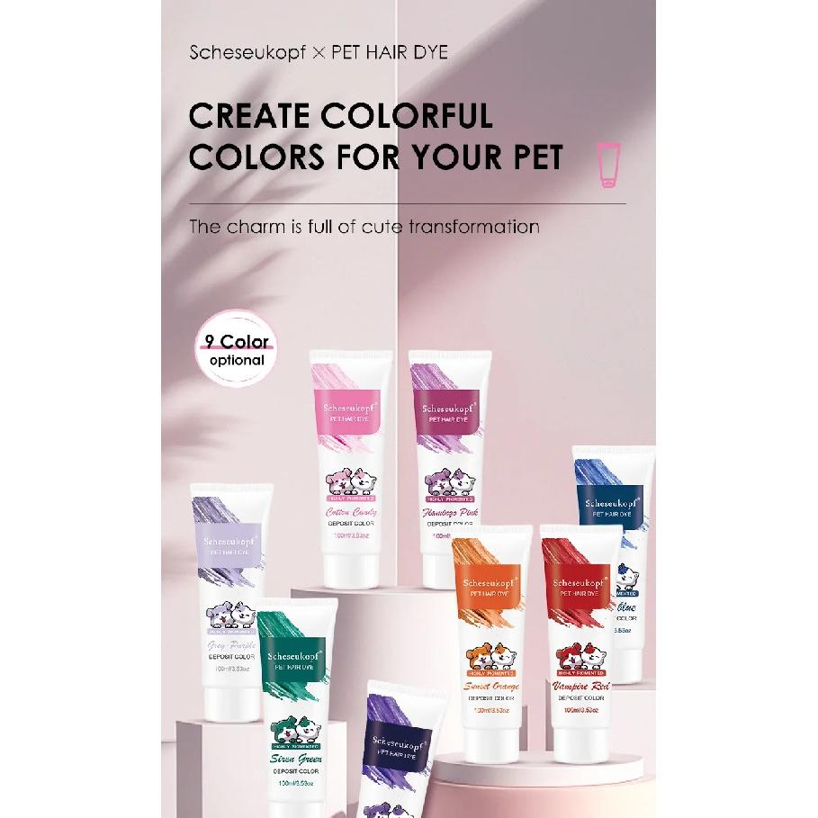 Pet Hair Dye Cream 100ml Plant Extract Gentle Fur Coloring Paste DIY Grooming Pigment for Dog Cat Pet Beauty Styling Supplies