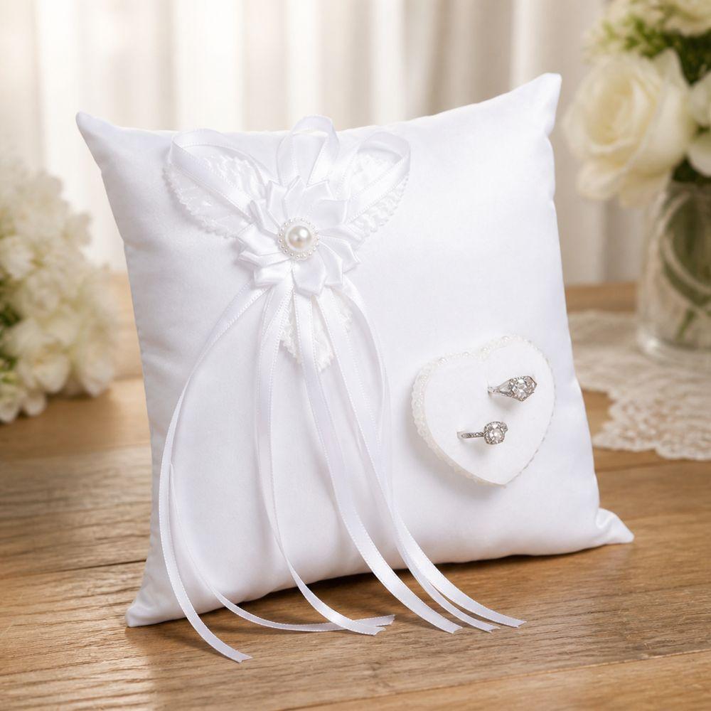 Handmade Bridal Ring Cushion Polyester Wedding Ring Holder Wedding Ring Pillow  Engagement Ceremony