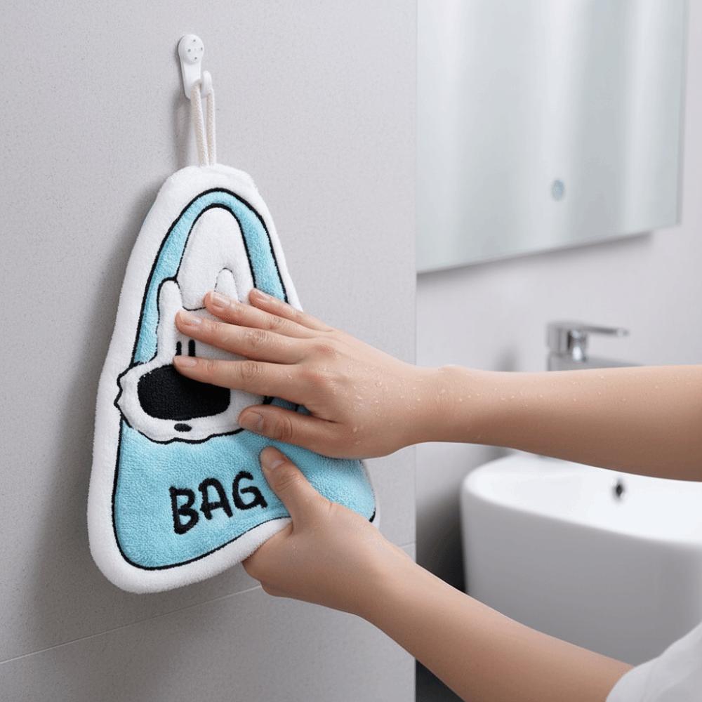 Cartoon Puppy Hand Towel Strong Water Absorption Thickened Soft Bathroom Handkerchief Skin-friendly Coral Fleece Hand Towel