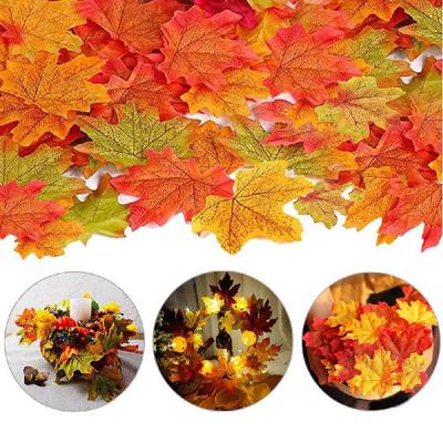 50-300Pcs Fall Artificial Maple Leaves Faux Silk Leaf For Thanksgiving Halloween Christmas Home Decor Wedding Party Supplies