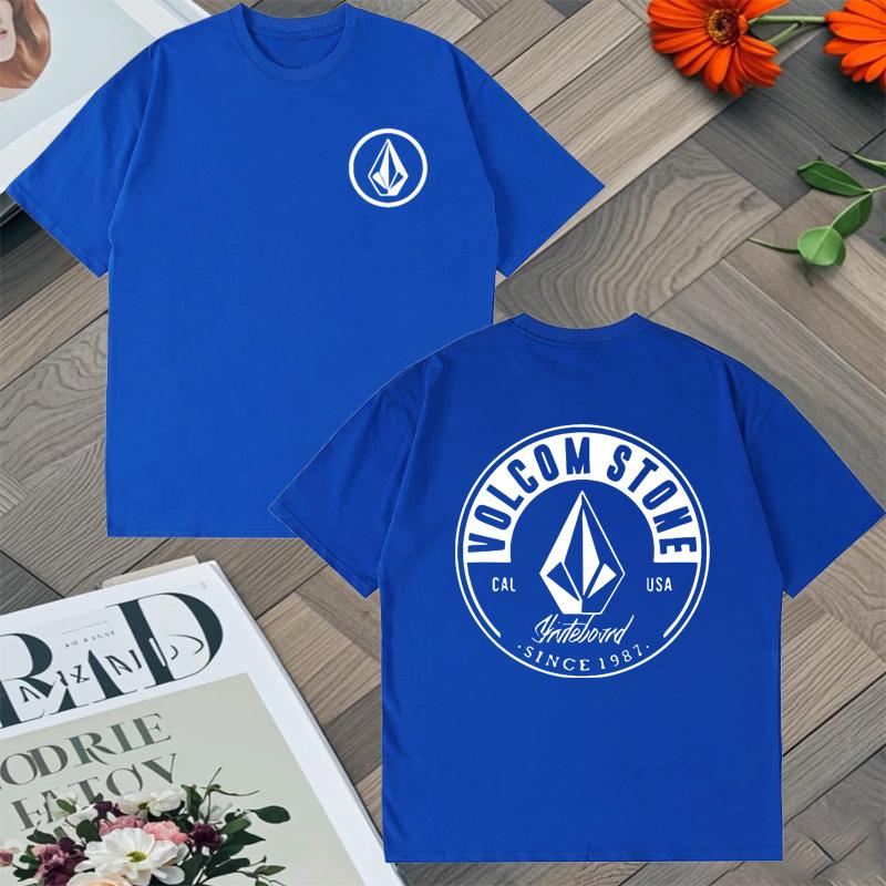 2025 New In Top Volcom Stone Double Sided Printed Oversized Tshirt Unisex Women 100 Cotton Crew Neck Short Sleeve Unisex Tshirts