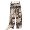 Mom's Summer Floral High-Waist Nine-Point Pants for Middle-Aged and Elderly Women - Elastic, Loose, and Casual Fit.