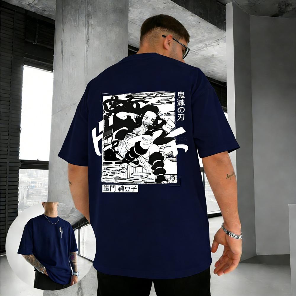 Plus Size Demon Slayer Summer Anime Printed Men and Women Tshirt Casual Parent Child Top Fashion Street Cotton Harajuku Y2K