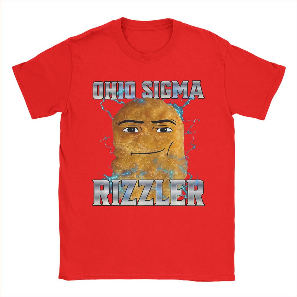 Ohio Sigma Rizzler T-Shirt for Men Funny 100% Cotton Tee Shirt Round Neck Short Sleeve T Shirt Summer Tops