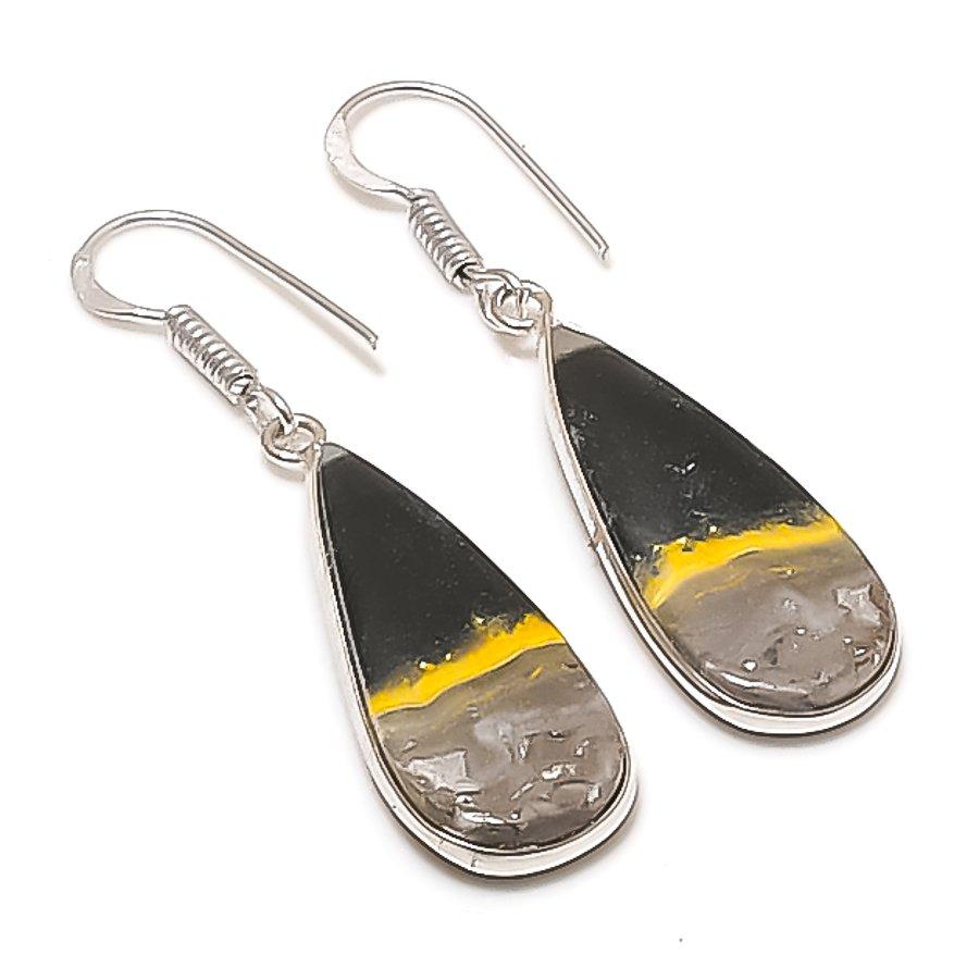 Натуральный камень Яшма Шмель Серьга из стерлингового серебра 925 пробы 1,85  AE-11446