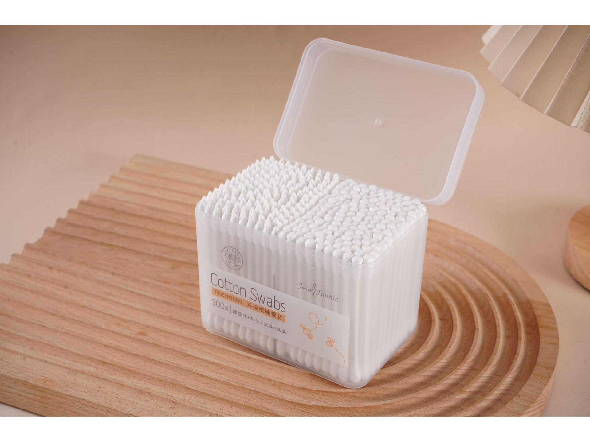 Jianfenni Pure Cotton Double-Ended Swabs - Wooden Stick for Ear Cleaning & Makeup Removal