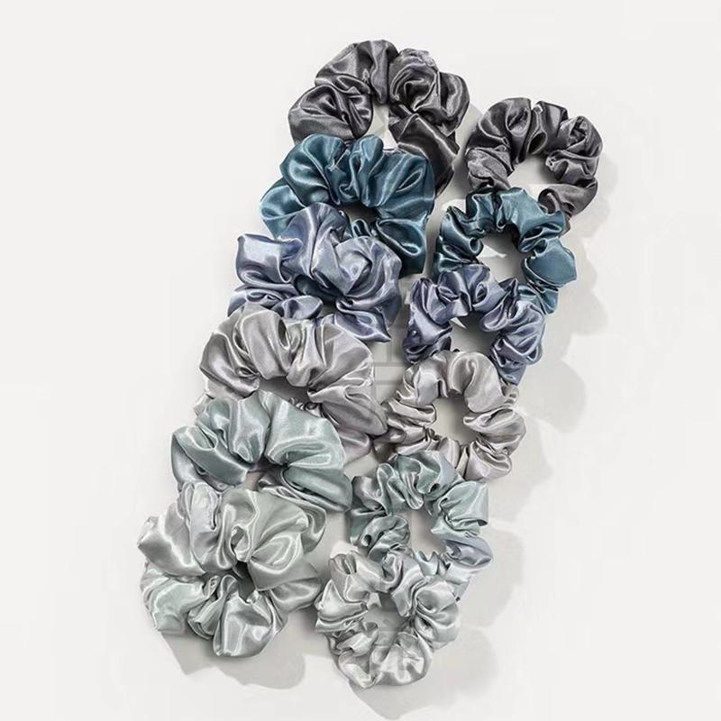 12Pcs Soft Simple Solid Color Hair Ties Korean Style Satin Scrunchie Suitable For Wearing In All Settings Hair Accessories