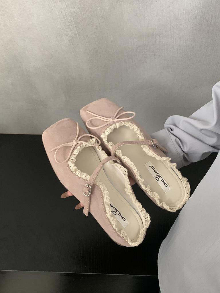 Mode Printemps 2025 Mode Boucle Dames Ballerines Mules Chaussures Féminines Nœud Papillon Chaussures Plates Peu Profondes pour Femmes Mary Janes Chaussures à Enfiler