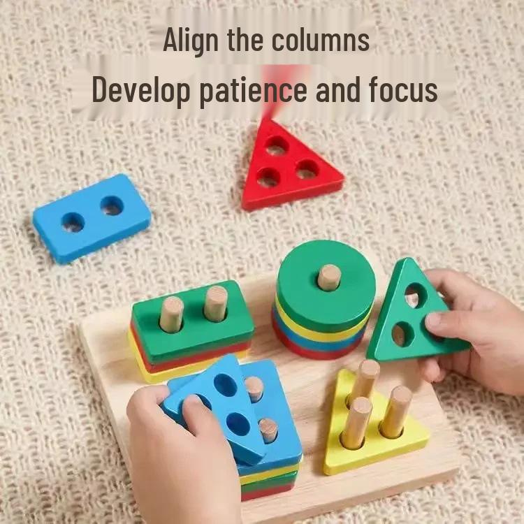 Montessori Geometric Stacking Rings & Shapes - Educational Toy for Babies & Children