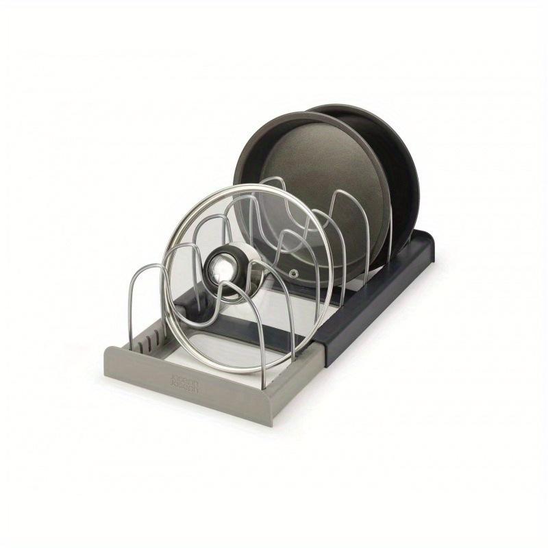 1 expandable pan and flat bottomed pan, lid and dish storage rack, adjustable partition stainless steel wire, kitchen cabinet storage room baking