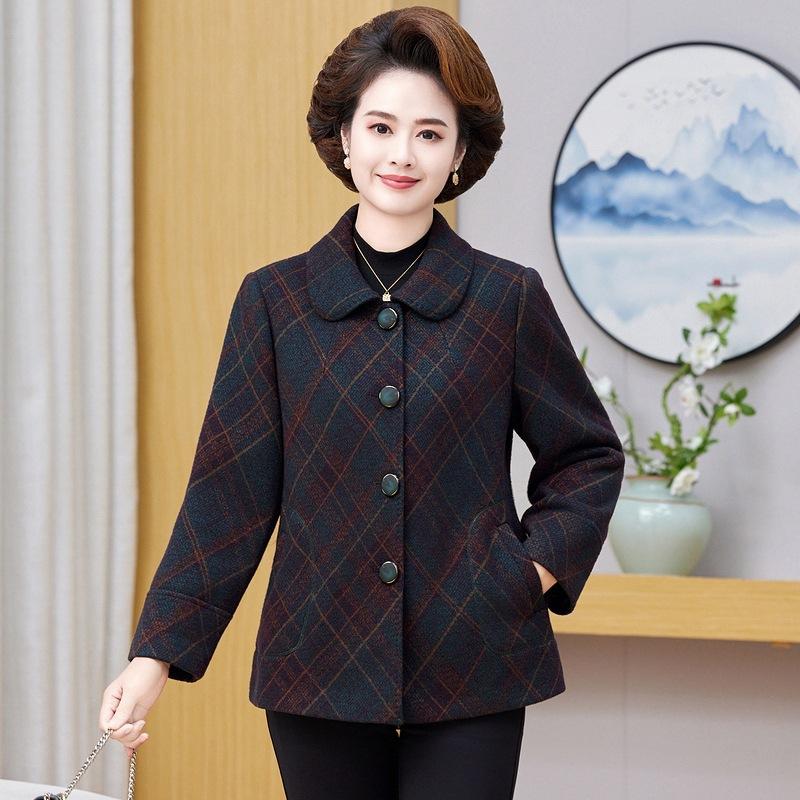 

Осенне-зимнее хлопково-шерстяное пальто для женщин, новый год-возраст 0, зимний короткий шерстяной топ 5XL (145-80kg recommended) фиолетовый