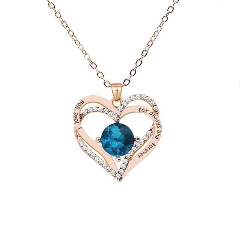 Rose Gold 12 Birthstone Pendant Necklace For Women Elegant Personalized Fashion Jewelry Gift