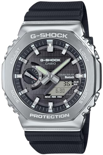 

Casio GBM-2100 Tough Solar Wristwatch, Metal Cover, Bluetooth Included, Biomass Plastic, silver/black, sports