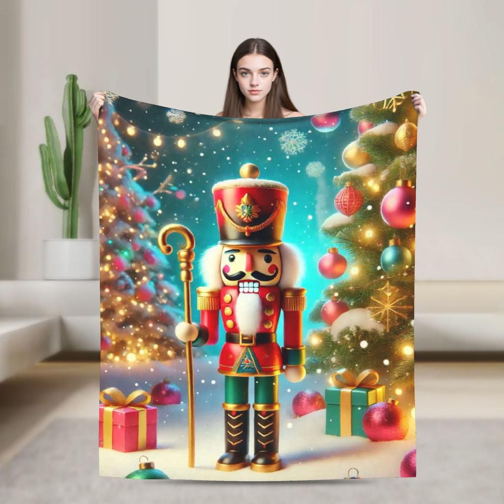 Christmas Nutcracker Flannel Blankets Spring  Soft Throw Blanket for Girls Boys Living Room Print Bedspread Sofa Bed Cover