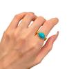 Vintage diamond inlay oval turquoise rings for women layered style blue ring exquisite fashion high-end banquet jewelry gifts