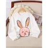 Kids Crewneck Sweatshirt, Pink Bunny Face with Orange Ears Graphic Print,Spring Autumn Casual Sport Tops