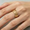 Women's Gold-Plated Smooth Multi-line Open Ring