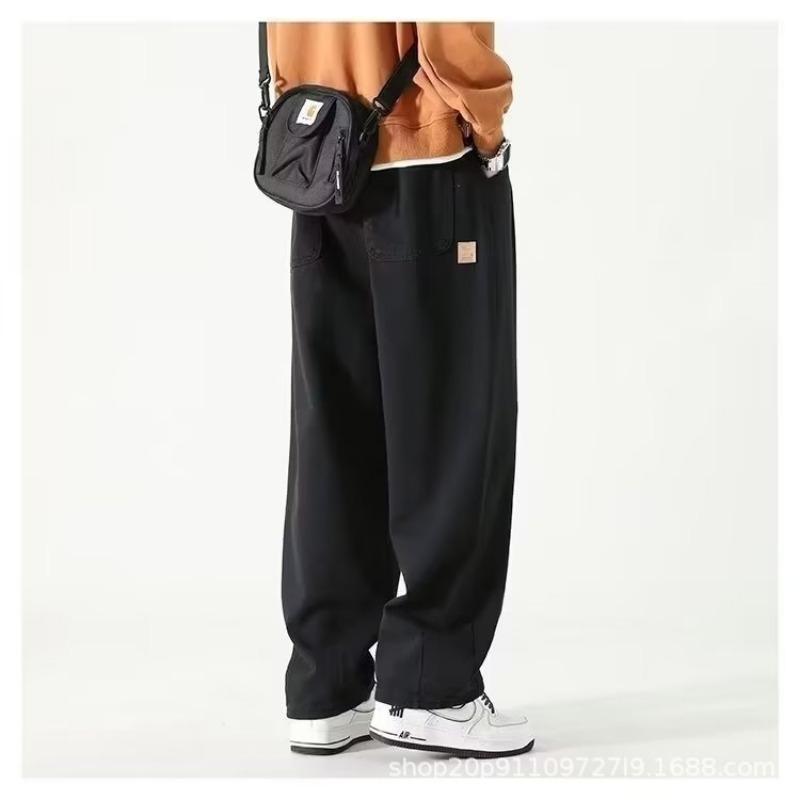 

High Street Wide Leg Tooling Pants Men s Autumn New Retro Casual Pants Loose Straight Pants M чёрный