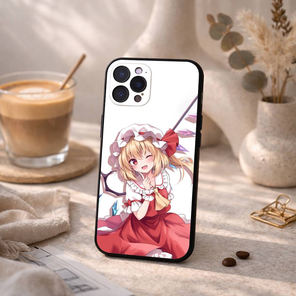 Cute TouHou Project Flandre Phone Case For iPhone17 16 15 14 13 12 11 Pro Max Plus,5G Soft Black Case