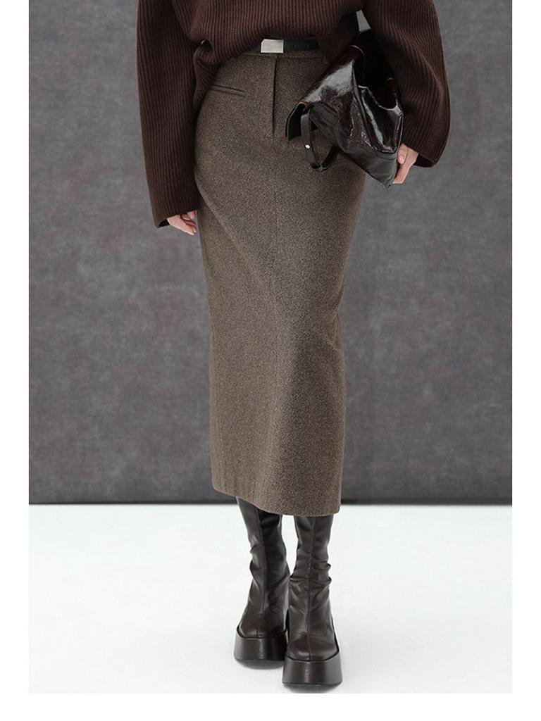 Stilvoller Midi-Rock mit hohem Bund für Damen - Herbst/Winter 2025, Hüftbedeckend, Über dem Knie, Perfekt für Büro und Pendeln.