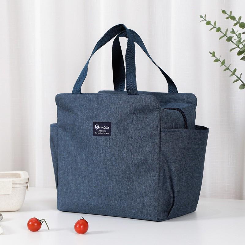 Popular Dual-Pocket Insulated Lunch Bag with Aluminum Foil: Handheld Bento and Picnic Bag with Ice Pack.