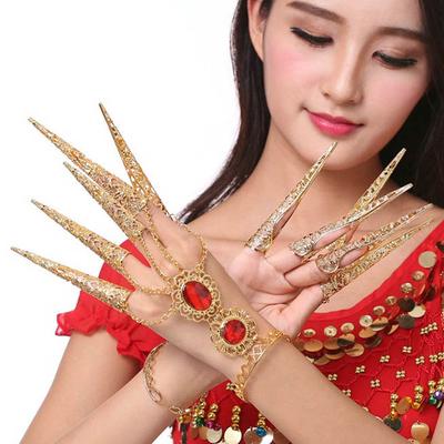Jewelry Hollow Finger Tip Protection Nail Rings Golden Finger Knuckle Rings Belly Dance Bracelet