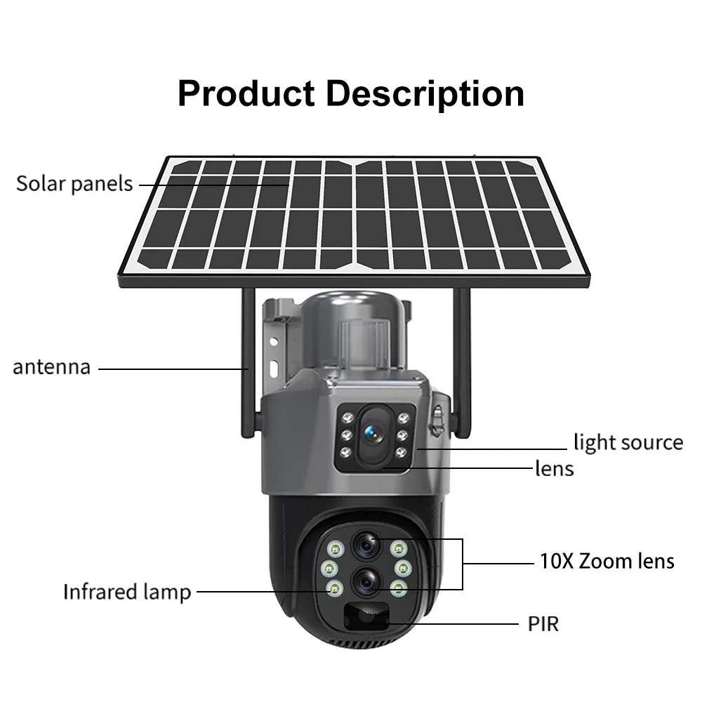LS VISION 12MP 6K Solárna batériová kamera Vonkajšia 10x Zoom Trojitý objektív PTZ WiFi Dohľadová kamera Bezpečnostná ochrana 4K 8MP Chytrá CCTV kamera