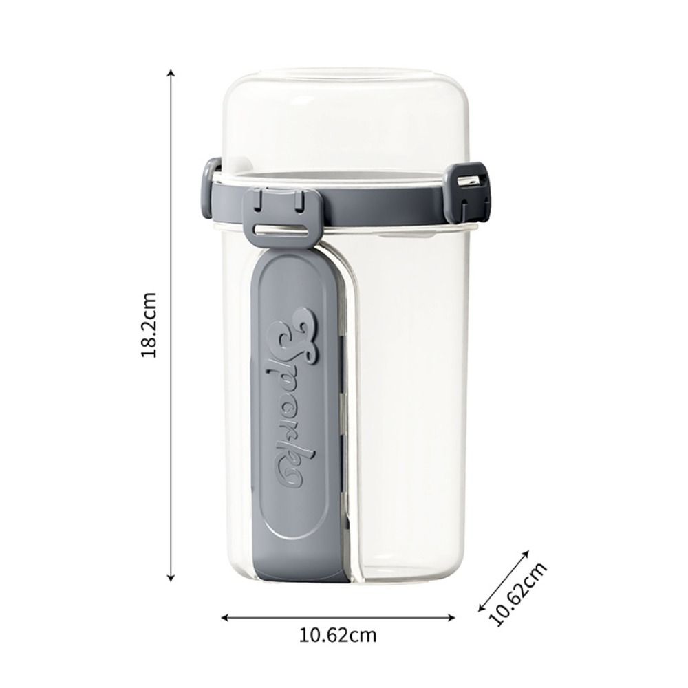 New 600ml Breakfast Cups Double-layer with Spoon Yogurt Bowl Leak Proof Reusable Salad Cup for Oatmeal Cereal Nut Yogurt