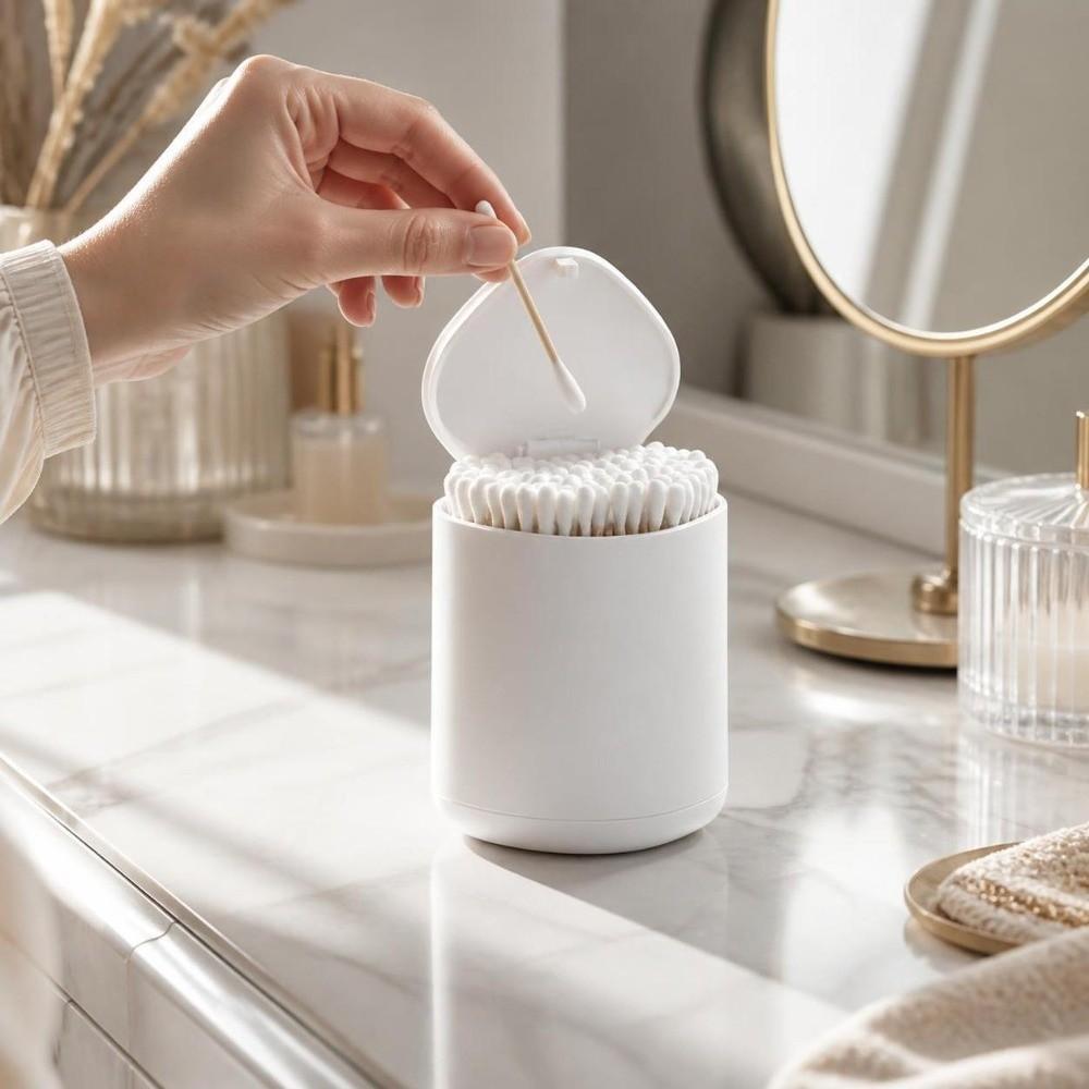 Push Type Cotton Swab Holder Automatic Lifting Tooth Pick Containers Swabs Dispenser Home Use