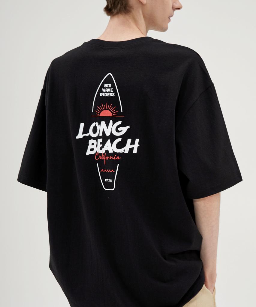 VANNWORKS Long Beach California Oversized Short Sleeve T-Shirt (Vncts231) Black
