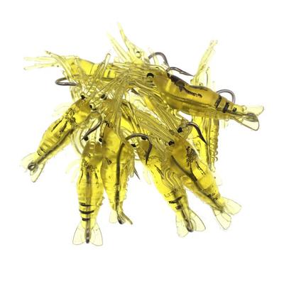 10Pcs 4CM Soft Shrimp Bait Hook Glow-in-the-Dark Bionic with Barb Artificial Lure Saltwater Freshwater Bass Walleye