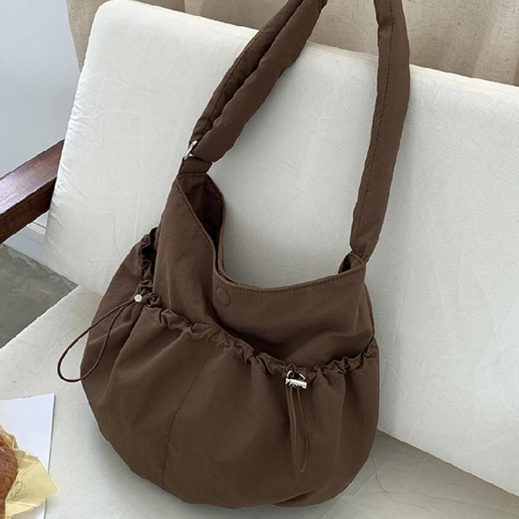 Crossbody Bag Ruched Large Capacity Nylon Bag for Women Versatile Trendy Bag