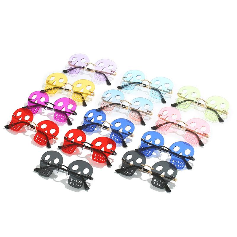 Halloween Frameless Skull Funny Sunglasses Party Prom Men'S And Women'S Sunglasses Hip Hop Glasses