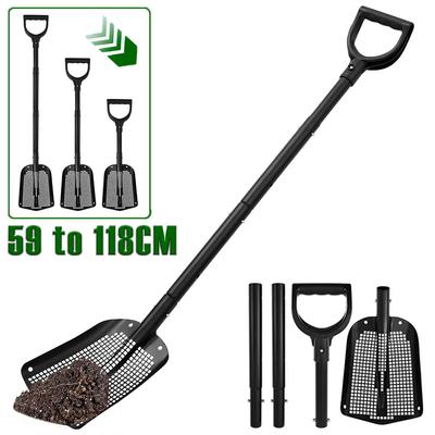 59-118CM Extendable Sifting Sand Shovel Aluminium Alloy Chicken Poop Scooper Chicken Coop Goat Stall Cleaning Tool for Gardening