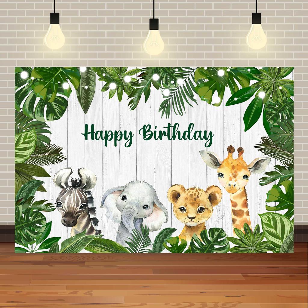 Safari Wild One Birthday Photography Backdrop Jungle Animals 1st Birthday Party Newborn Baby Room Wall Gifts Custom Background