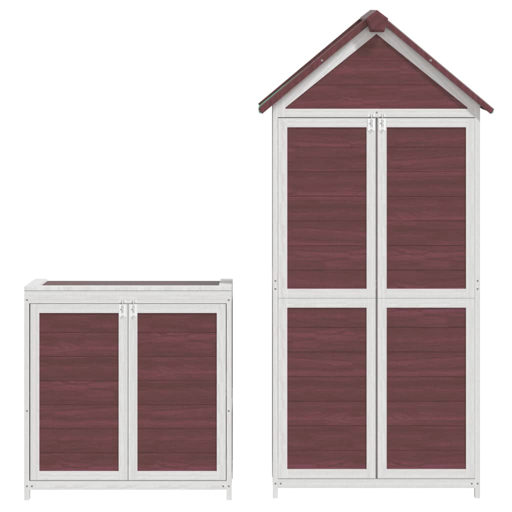 2 Piece Garden Shed Set Mocha Solid Pine Wood