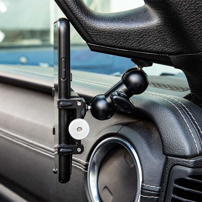 Uchwyt na telefon na słupku A, górny uchwyt, wspornik, stojak na telefon GPS, pasuje do Jeepa Wranglera JL dla JT Gladiatora 2018-2023, akcesoria do wnętrza samochodu