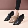 2025 Spring New Pointed Toe Deep Mouth Soft Leather Soft Sole Versatile Non-slip Work Single Shoes High Heels