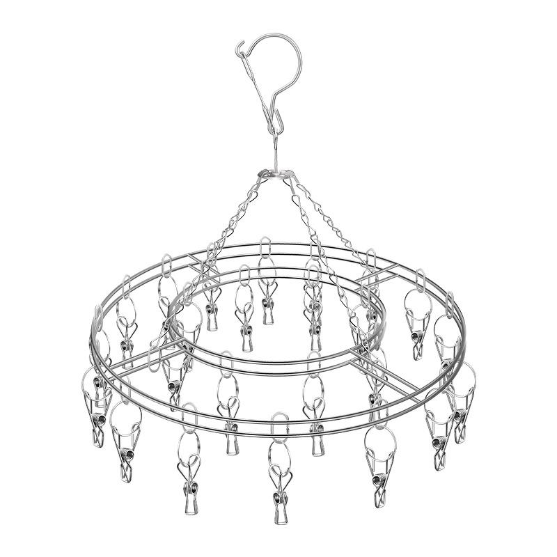 Kaiwang Double Layer Stainless Steel Sock and Clothes Drying Rack with 20 Clips