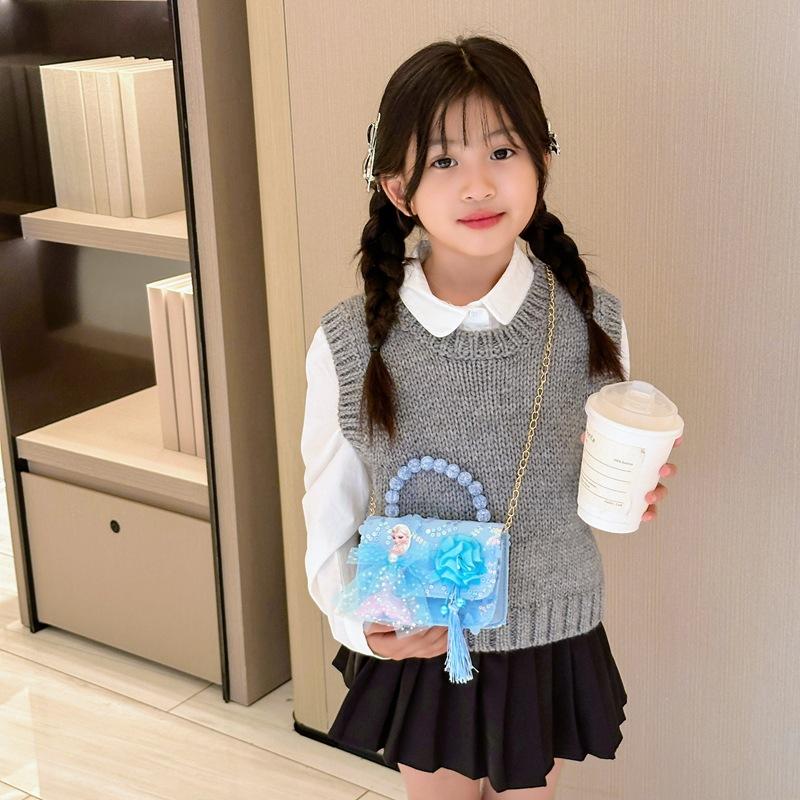 Girl Enchanting Cartoon Handbag With Pearl Accents Bright Colors For Everyday Fashion