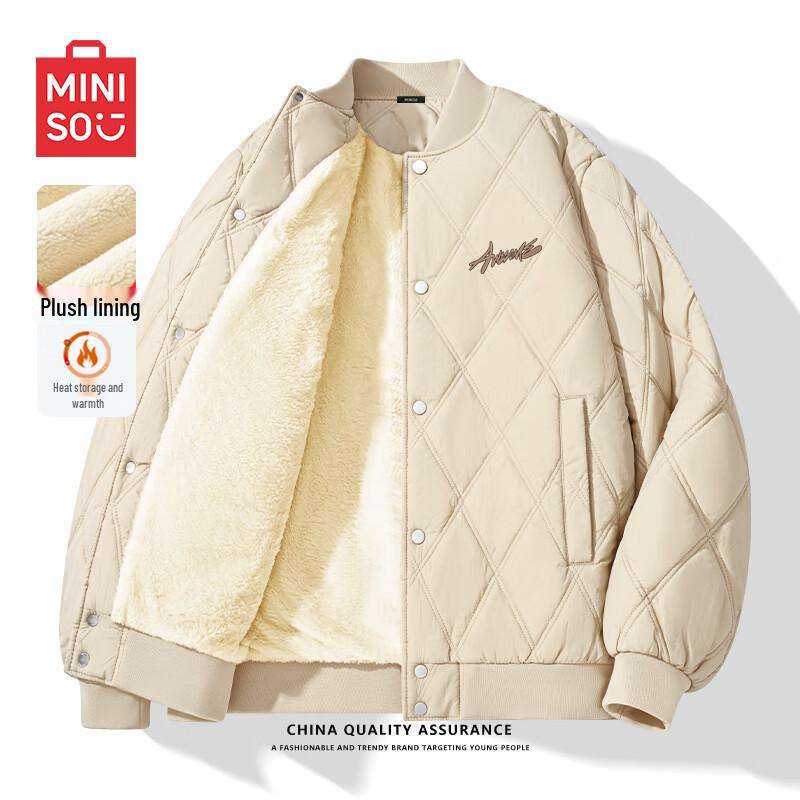 MINISO Men's Retro Baseball Collar Thickened Winter Jacket