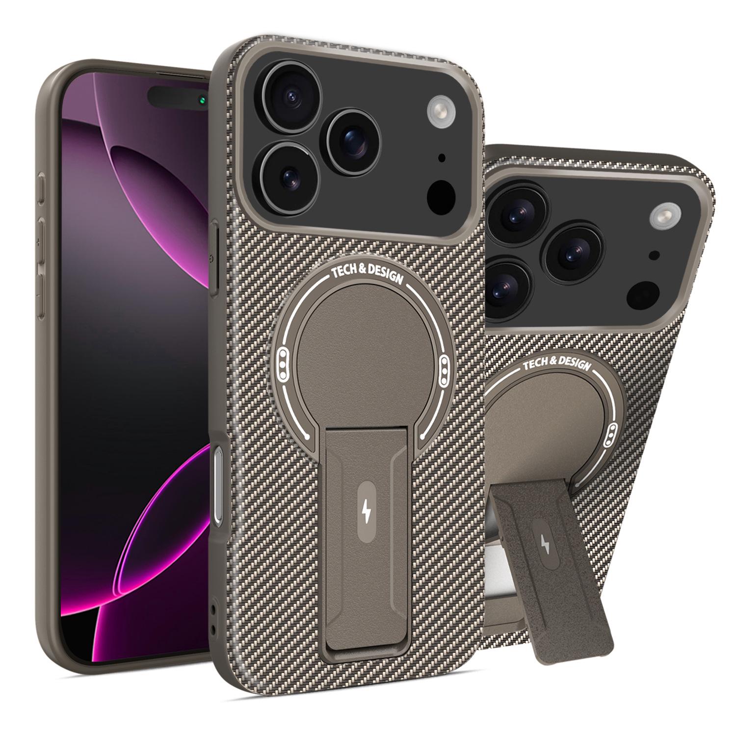 

Pin Dun Carbon Fiber Magnetic Phone Case for Apple 17 Pro Max and 15 Plus 15 Pro коричневий