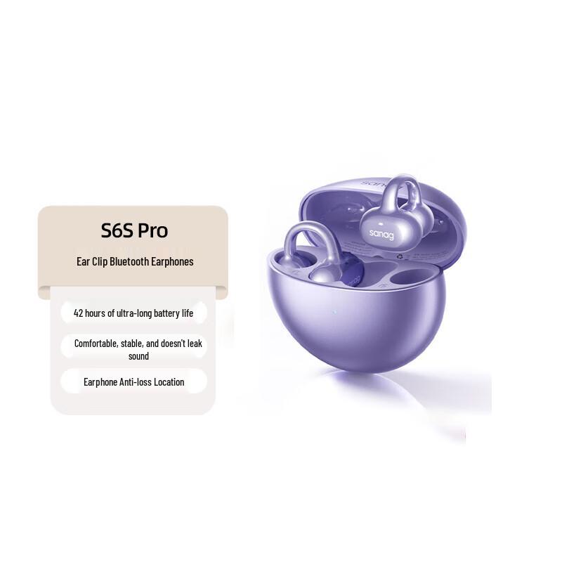 SANAG S6S Pro AI Bone Conduction Ear Clip Bluetooth Earphones