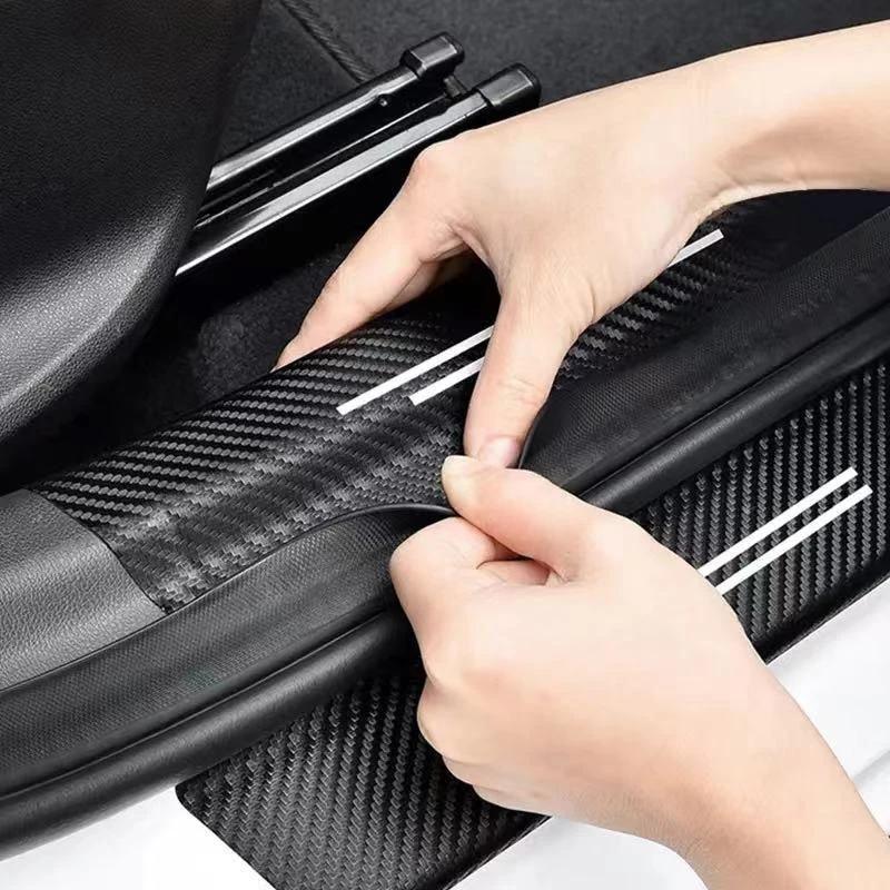 Carbon Fiber Car Sticker Protector Strip Auto Door Sill Waterproof Protect Film For S3 GR Sport Gazoo Racing RAV4 C-HR Mirai JH3