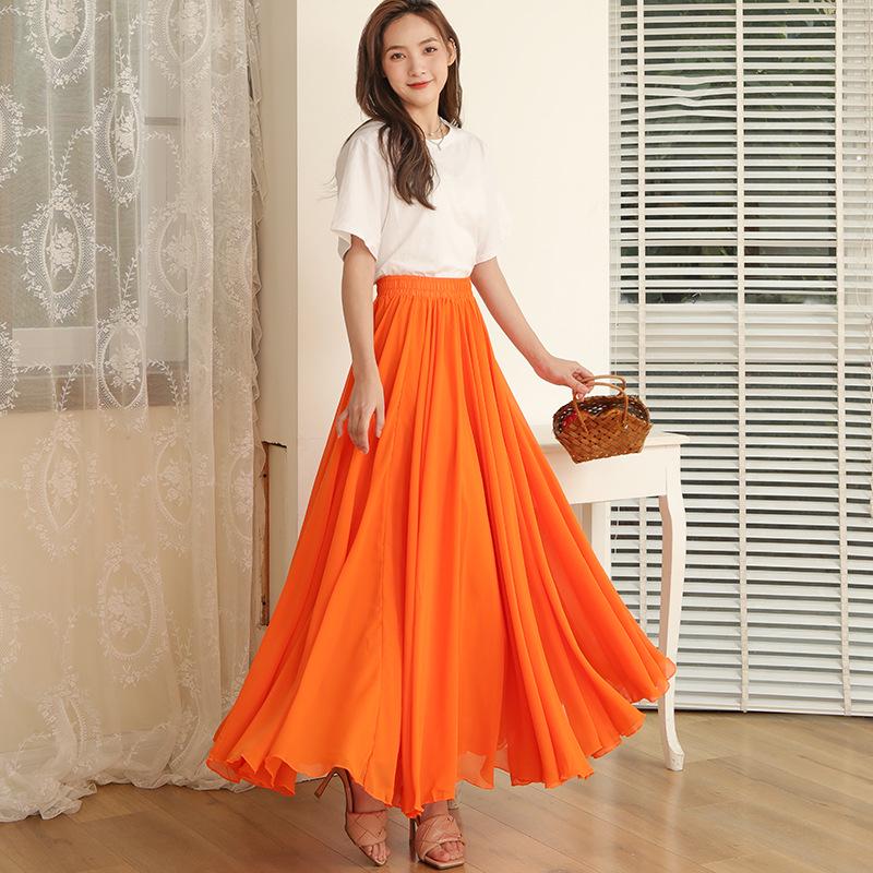 Elegantná šifónová swingová sukňa A-linie so 720-stupňovým vzorom pre moderný tanec a tanec Xinjiang