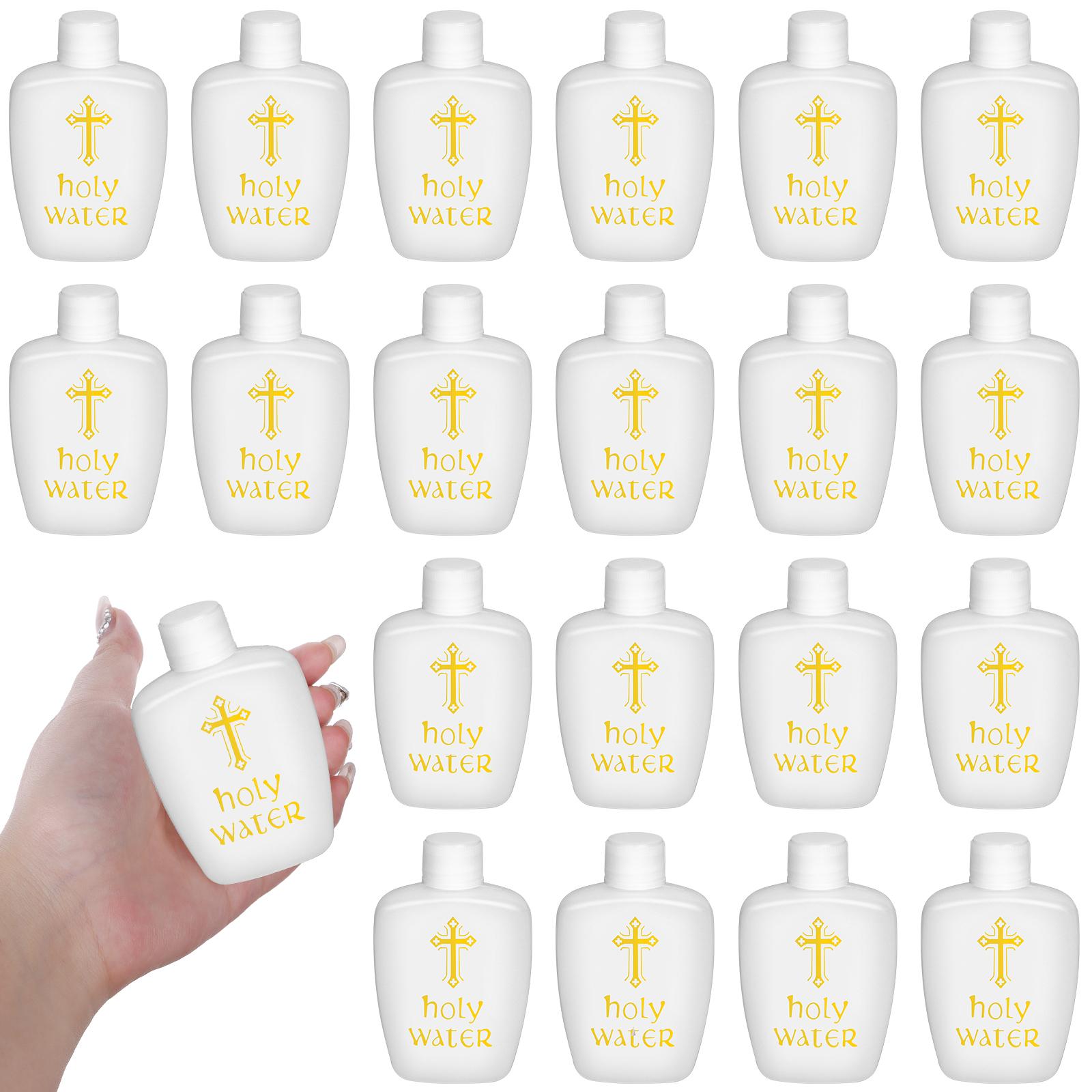 

20 Pcs Holy Water Bottles 2Oz Empty Container With Gold Cross 60Ml Holy Water Plastic Bottle For Compact And Portable Holy Water