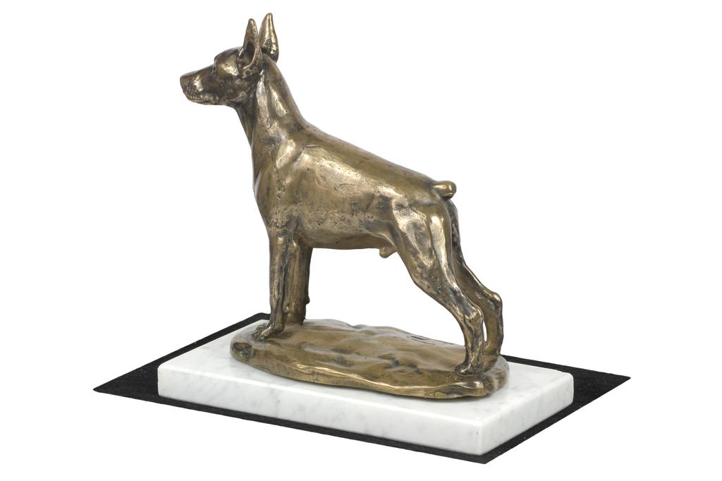 Dobermann, Doberman Pinscher, Dobie I - Dog Figurine, Statue On White Marble, Trophy for Art-Dog Dog Show Exhibition