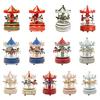 Miniature Horse Carousel Wooden Music Box with Rotating Merry-Go-Round Horses, Wind-Up Musical Figurine Nursery Decor for Baby Room Home Decor,