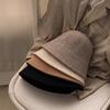 Pălărie coreeană tip bucket din lână simplă pentru femei, pentru toamnă și iarnă, care pune în valoare fața, față mică, cap mare, pălărie de pescar, nouă pălărie neagră tip bazin